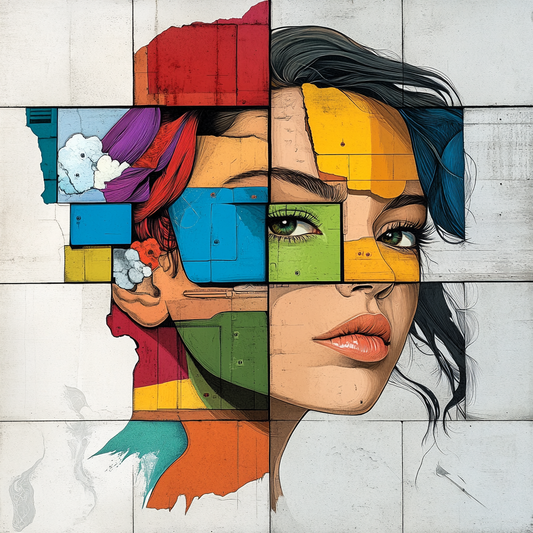 Tableau Décoratif Fragmenté et Coloré