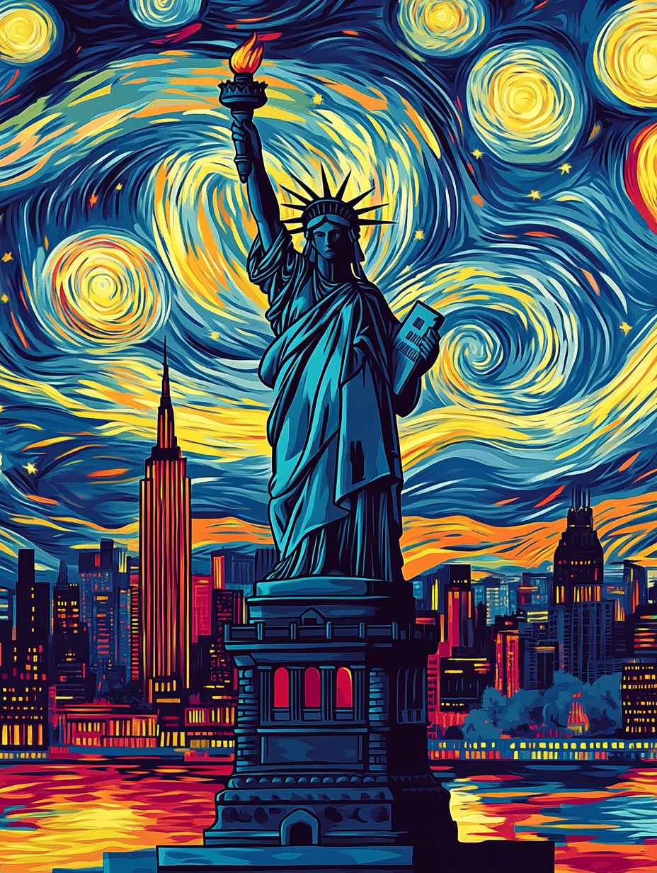 Tableau Décoratif Nuit Étoilée à New York - Artibar Tableaux de décoration Art abstrait 
