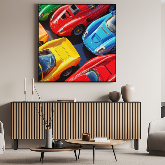 Tableau Décoratif Explosion de Couleurs Automobiles - Artibar Tableaux de décoration Art abstrait 