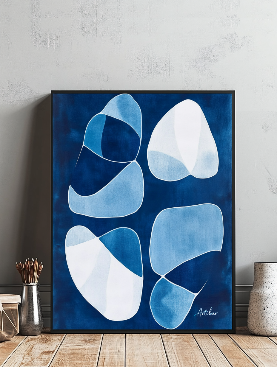 Tableau Décoratif Abstrait Bleu Hypnotique - Artibar Tableaux de décoration Art abstrait 