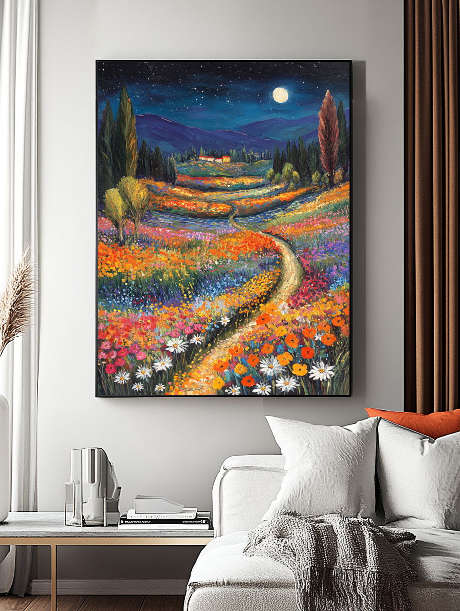 Tableau Décoratif Clair de Lune en Fleurs - Artibar Tableaux de décoration Art abstrait 