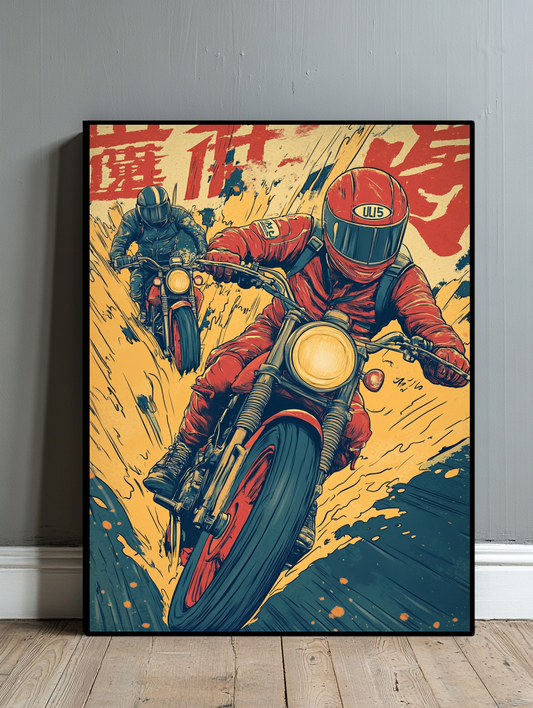 Tableau Décoratif Course Sauvage à Moto - Artibar Tableaux de décoration Art abstrait 