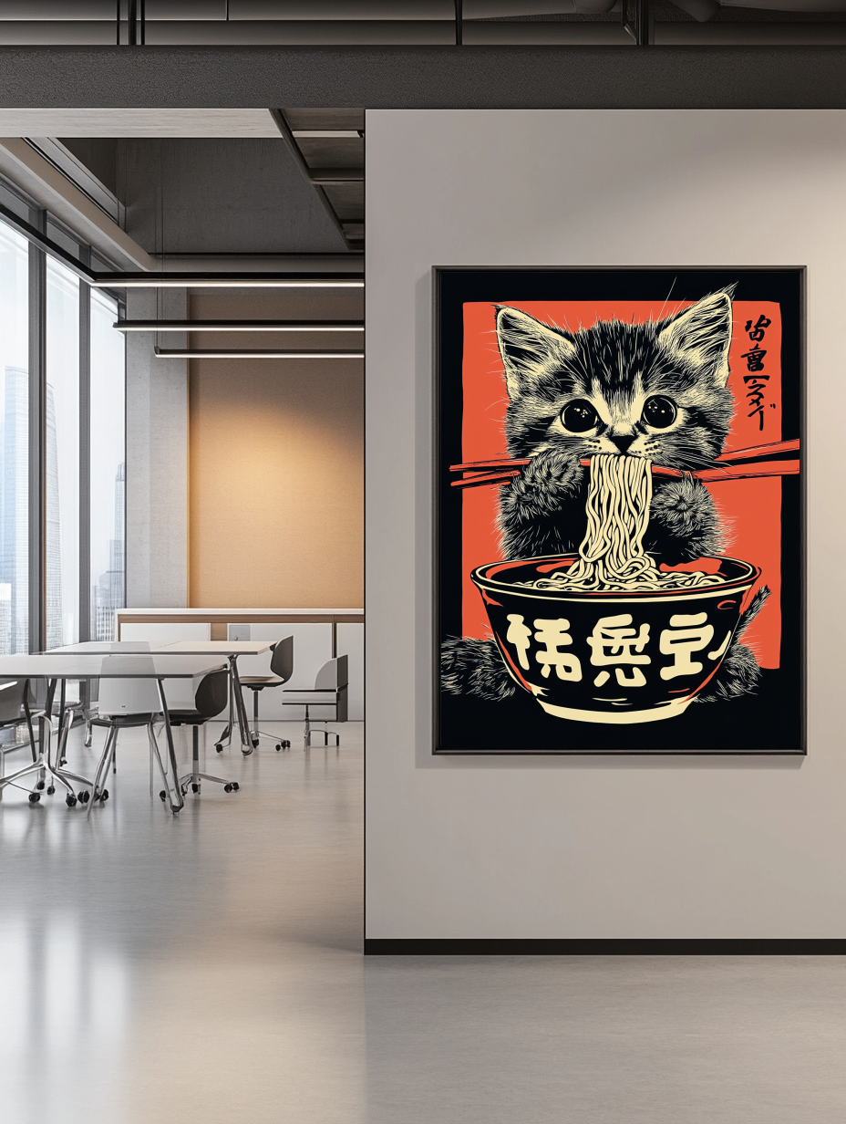 Tableau Décoratif Chat Ramen Artistique - Artibar Tableaux de décoration Art abstrait 