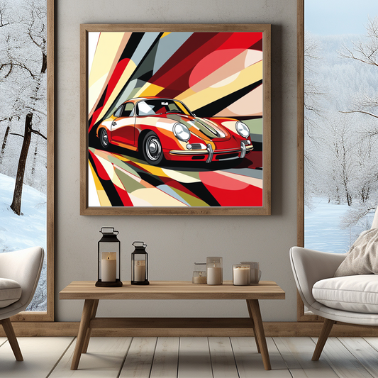 Tableau Décoratif Voiture Classique en Explosion de Couleurs - Artibar Tableaux de décoration Art abstrait 