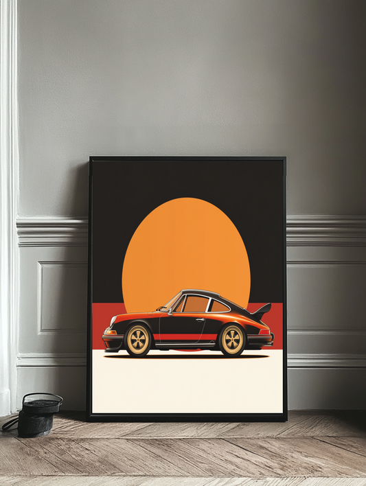 Tableau Décoratif Voiture Vintage et Soleil Graphique - Artibar Tableaux de décoration Art abstrait 