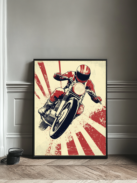 Tableau Décoratif Moto Vintage en Action - Artibar Tableaux de décoration Art abstrait 