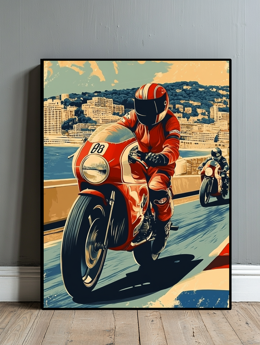 Tableau Décoratif Moto Vintage en Pleine Vitesse - Artibar Tableaux de décoration Art abstrait 