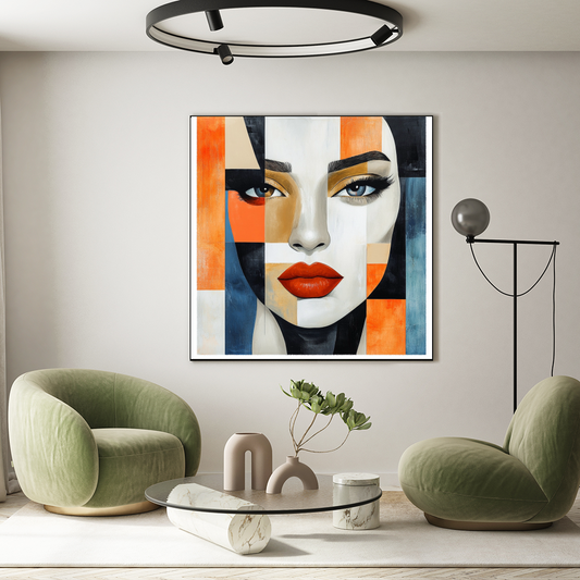 Tableau Décoratif Visage Géométrique Moderne - Artibar Tableaux de décoration Art abstrait 