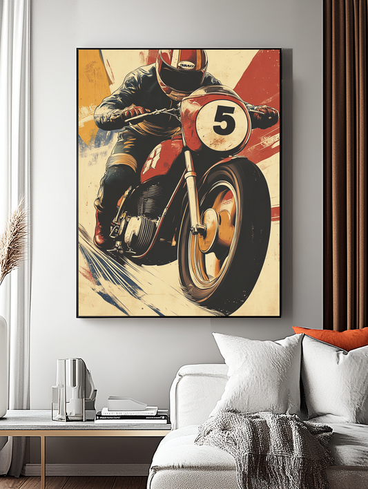 Tableau Décoratif Moto Vintage en Pleine Vitesse - Artibar Tableaux de décoration Art abstrait 