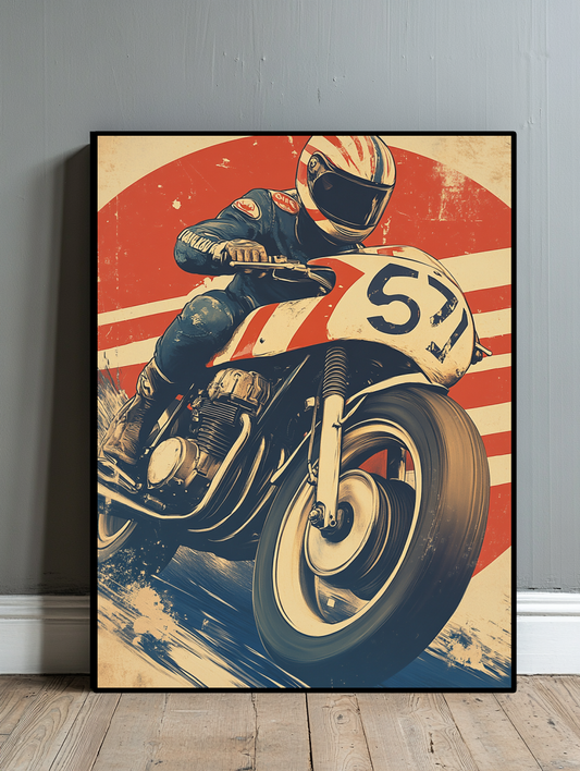 Tableau Décoratif Moto Vintage en Action - Artibar Tableaux de décoration Art abstrait 