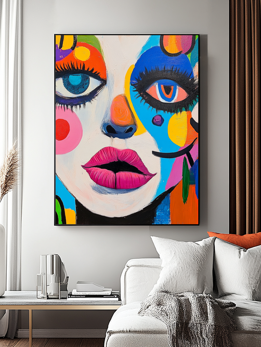 Tableau Décoratif Visage Abstrait Éclatant - Artibar Tableaux de décoration Art abstrait 