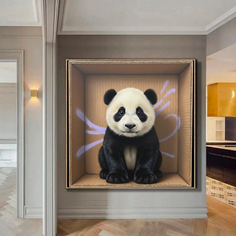 Tableau Décoratif Panda dans la Boîte