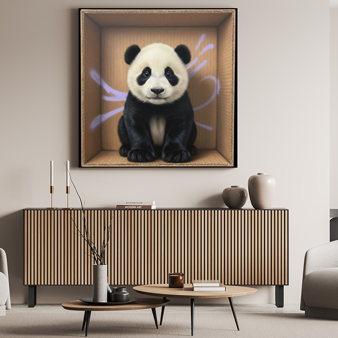 Tableau Décoratif Panda dans la Boîte
