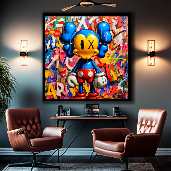 Tableau Décoratif Mickey à l'Ère de Kaws Éclats Urbains