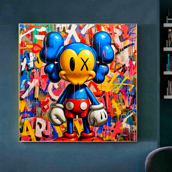 Tableau Décoratif Mickey à l'Ère de Kaws Éclats Urbains