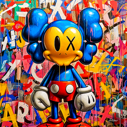 Tableau Décoratif Mickey à l'Ère de Kaws Éclats Urbains